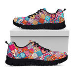 Ethnic Bohemian Mandala Pattern Print Black Running Shoes