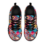 Ethnic Bohemian Mandala Pattern Print Black Running Shoes