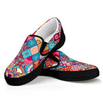 Ethnic Bohemian Mandala Pattern Print Black Slip On Sneakers