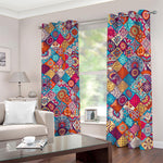 Ethnic Bohemian Mandala Pattern Print Blackout Grommet Curtains