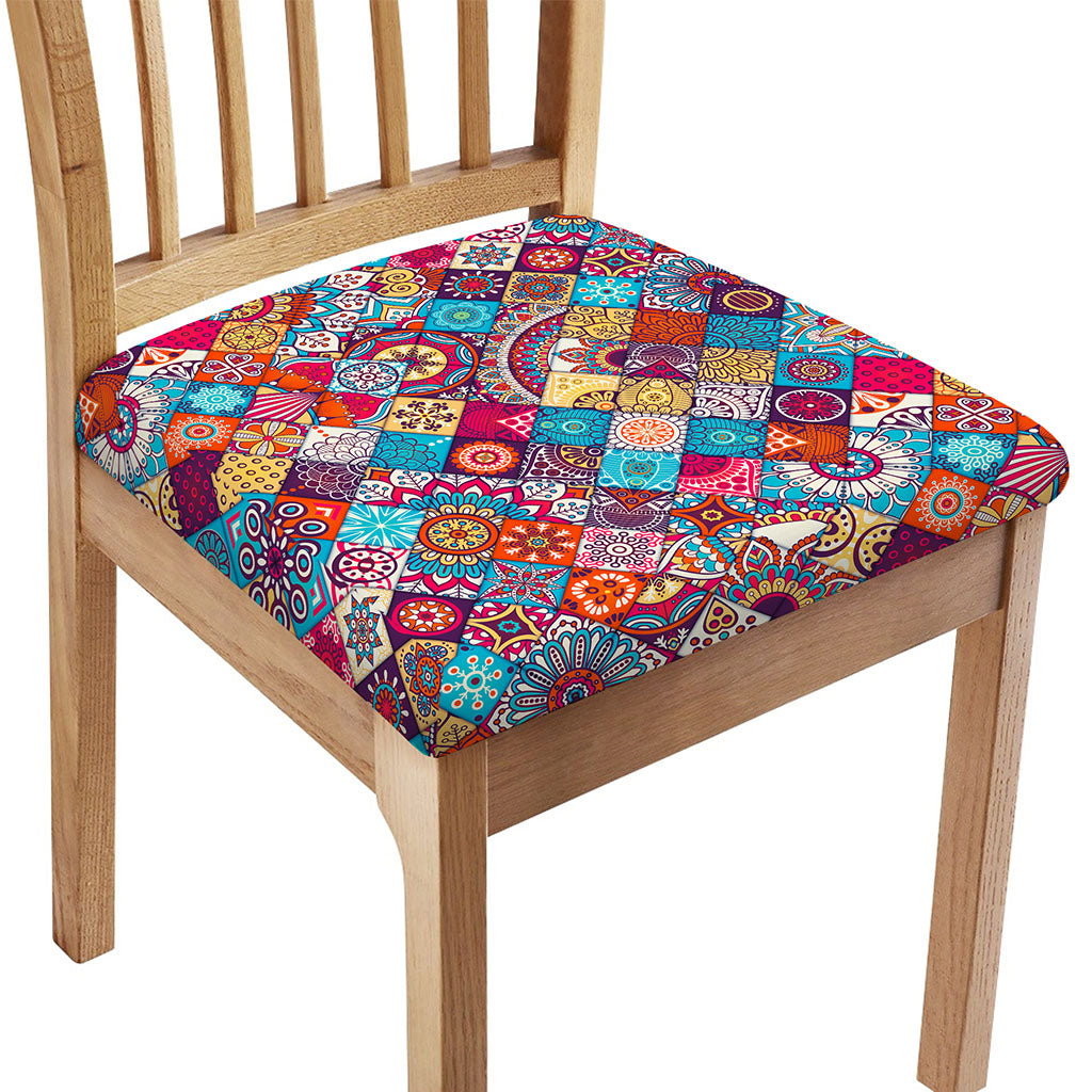 Ethnic Bohemian Mandala Pattern Print Chair Cushion Cover