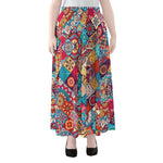 Ethnic Bohemian Mandala Pattern Print Chiffon Maxi Skirt