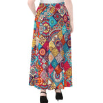 Ethnic Bohemian Mandala Pattern Print Chiffon Maxi Skirt