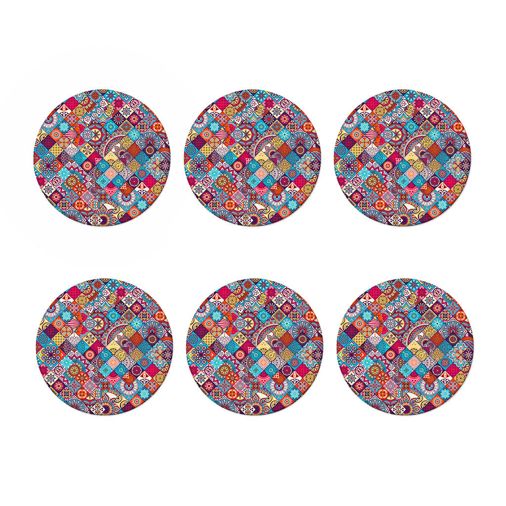 Ethnic Bohemian Mandala Pattern Print Coaster Set