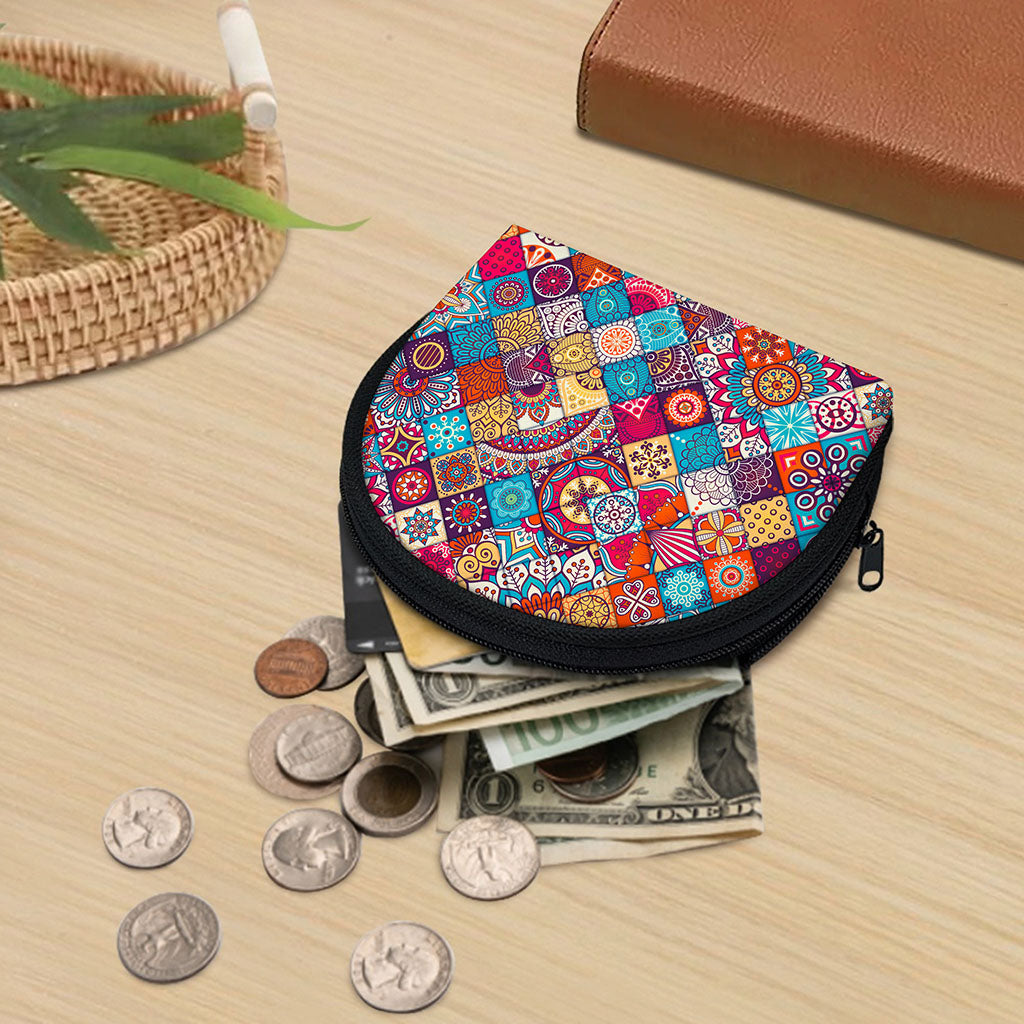 Ethnic Bohemian Mandala Pattern Print Coin Purse