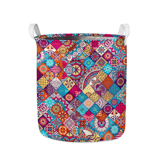 Ethnic Bohemian Mandala Pattern Print Collapsible Laundry Basket