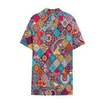Ethnic Bohemian Mandala Pattern Print Cotton Hawaiian Shirt