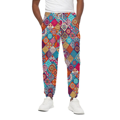 Ethnic Bohemian Mandala Pattern Print Cotton Pants