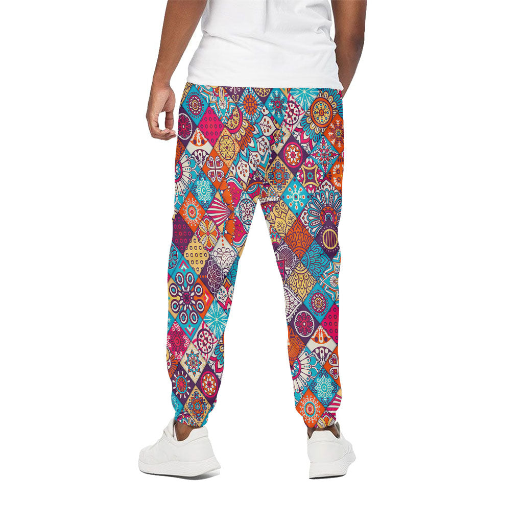 Ethnic Bohemian Mandala Pattern Print Cotton Pants