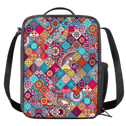 Ethnic Bohemian Mandala Pattern Print Crossbody Lunch Bag
