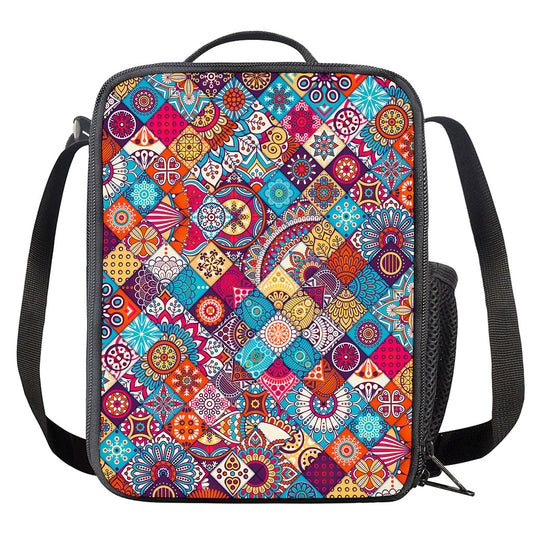 Ethnic Bohemian Mandala Pattern Print Crossbody Lunch Bag