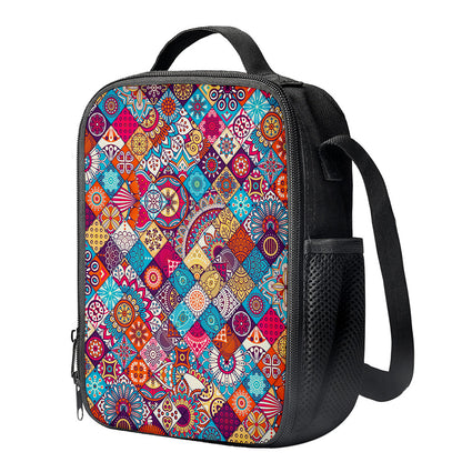 Ethnic Bohemian Mandala Pattern Print Crossbody Lunch Bag
