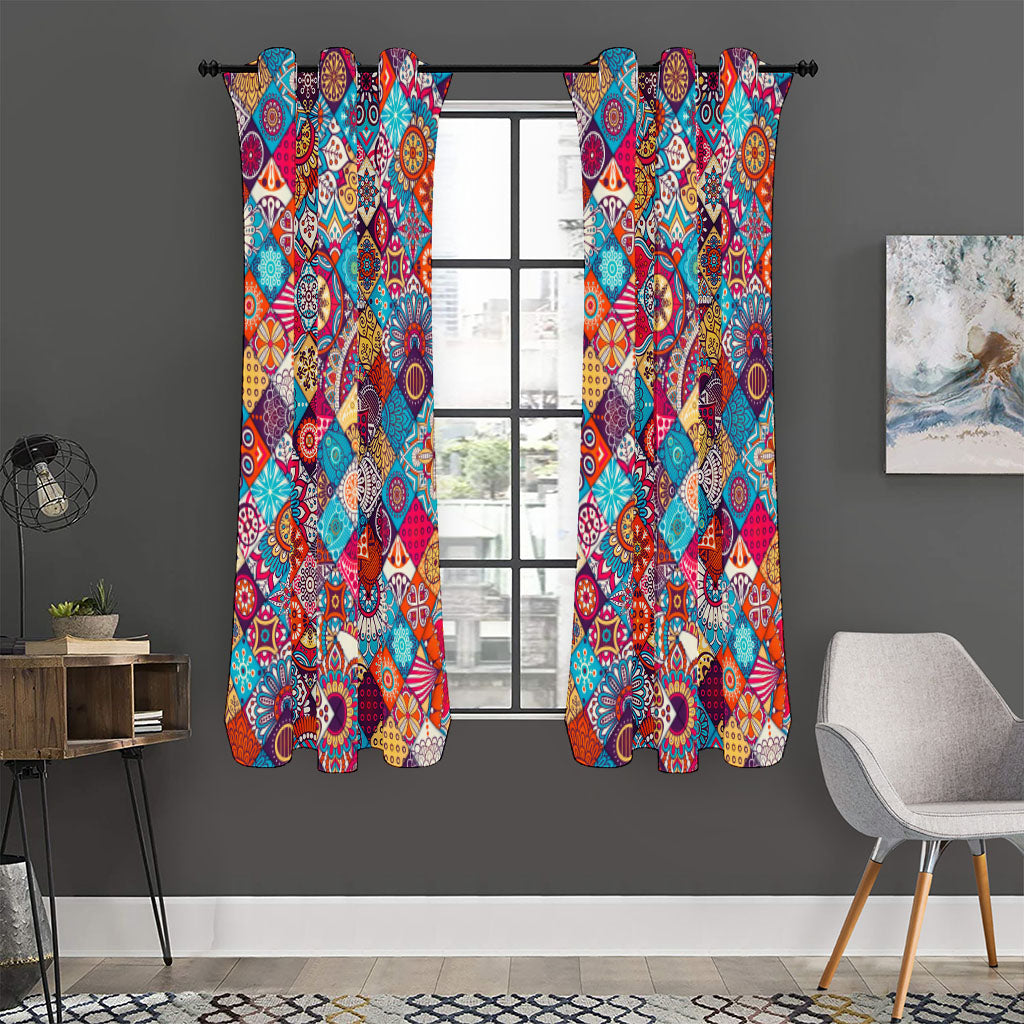 Ethnic Bohemian Mandala Pattern Print Curtain