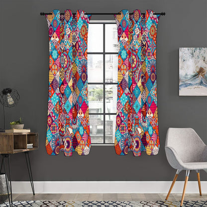 Ethnic Bohemian Mandala Pattern Print Curtain