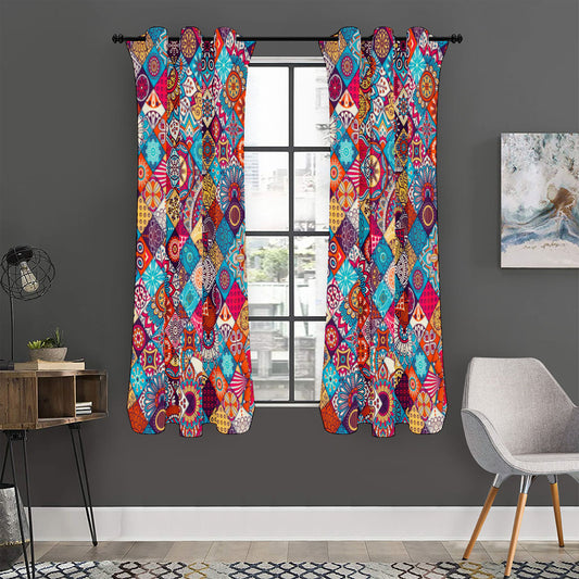Ethnic Bohemian Mandala Pattern Print Curtain
