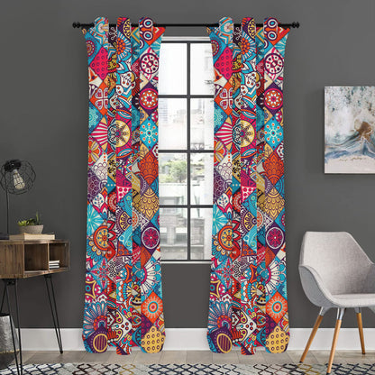 Ethnic Bohemian Mandala Pattern Print Curtain