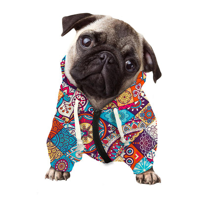 Ethnic Bohemian Mandala Pattern Print Dog Zip Up Hoodie