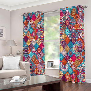 Ethnic Bohemian Mandala Pattern Print Extra Wide Grommet Curtains