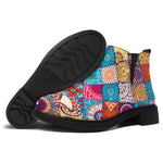 Ethnic Bohemian Mandala Pattern Print Flat Ankle Boots