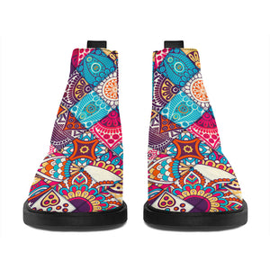 Ethnic Bohemian Mandala Pattern Print Flat Ankle Boots