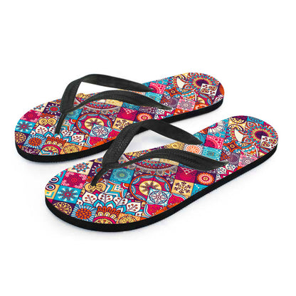 Ethnic Bohemian Mandala Pattern Print Flip Flops