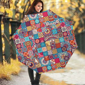 Ethnic Bohemian Mandala Pattern Print Foldable Umbrella