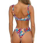 Ethnic Bohemian Mandala Pattern Print Front Bow Tie Bikini