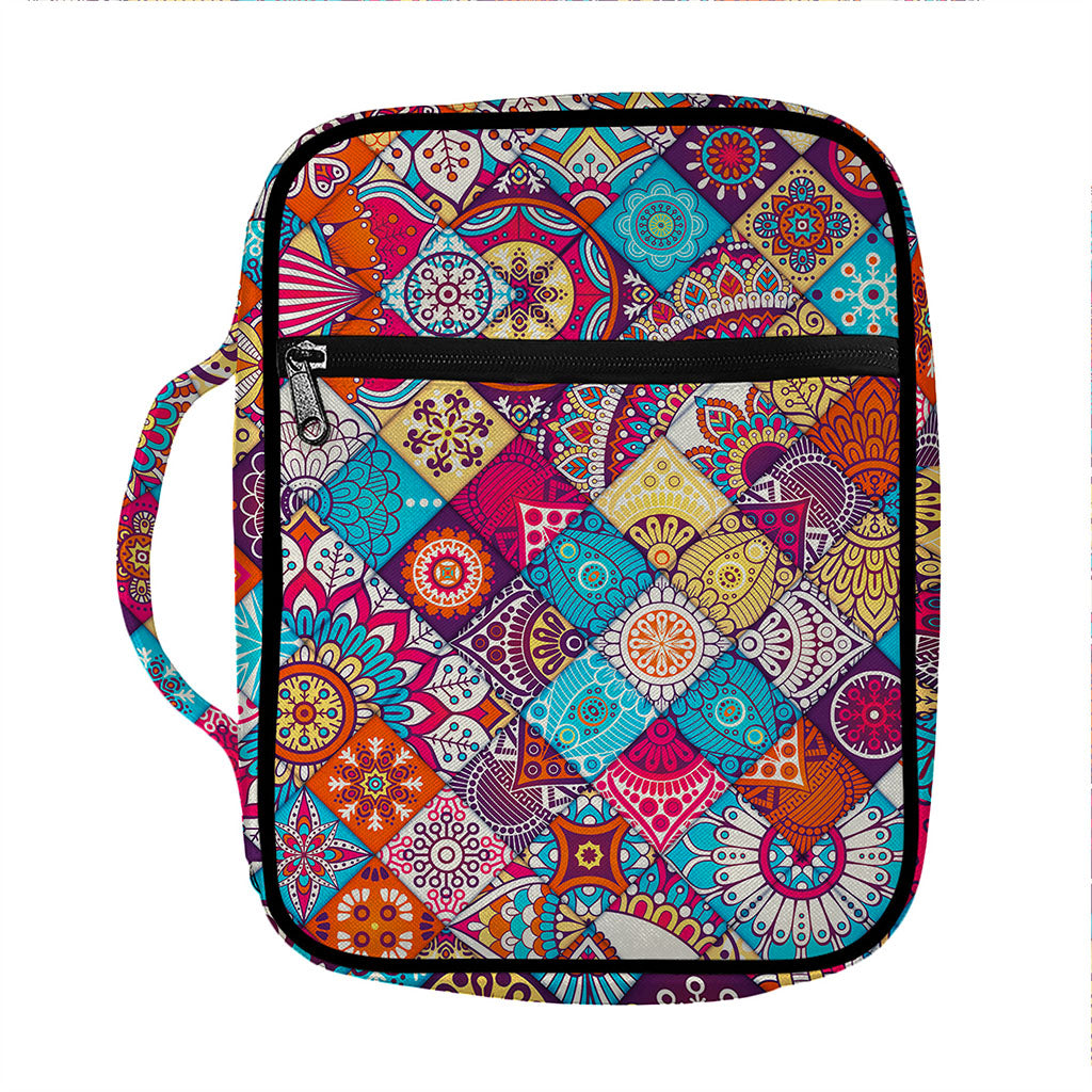 Ethnic Bohemian Mandala Pattern Print Front Pocket Bible Bag