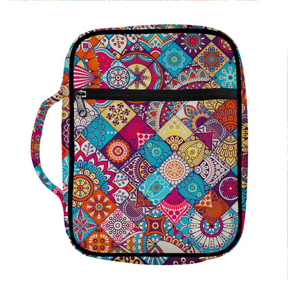 Ethnic Bohemian Mandala Pattern Print Front Pocket Bible Bag