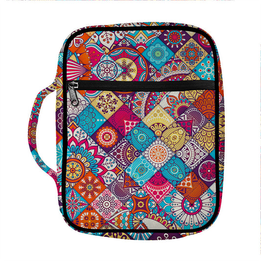 Ethnic Bohemian Mandala Pattern Print Front Pocket Bible Bag