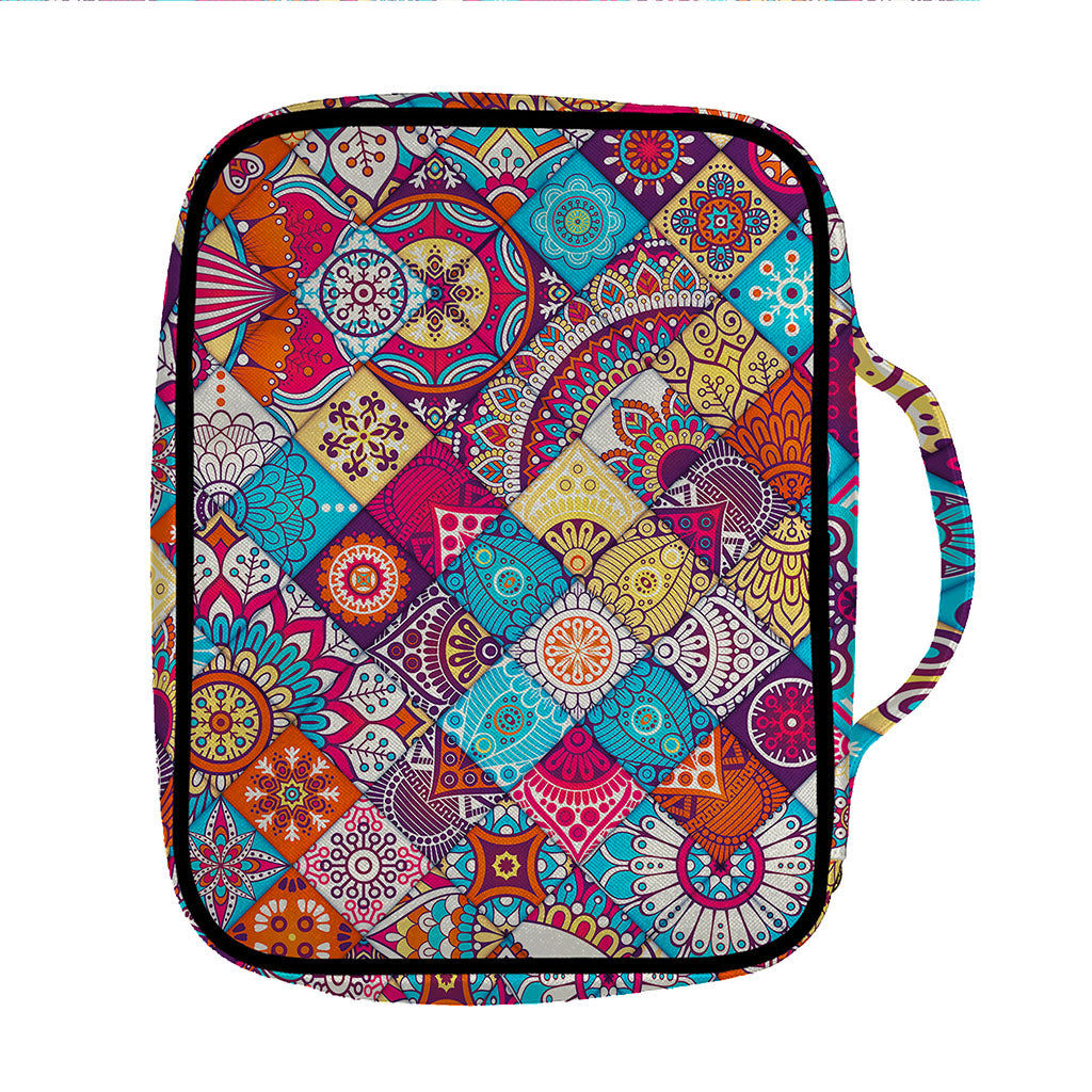 Ethnic Bohemian Mandala Pattern Print Front Pocket Bible Bag