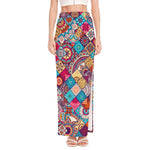 Ethnic Bohemian Mandala Pattern Print High Slit Maxi Skirt