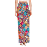 Ethnic Bohemian Mandala Pattern Print High Slit Maxi Skirt