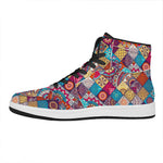 Ethnic Bohemian Mandala Pattern Print High Top Leather Sneakers