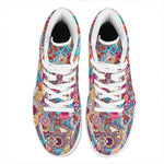 Ethnic Bohemian Mandala Pattern Print High Top Leather Sneakers