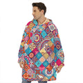Ethnic Bohemian Mandala Pattern Print Hoodie Blanket