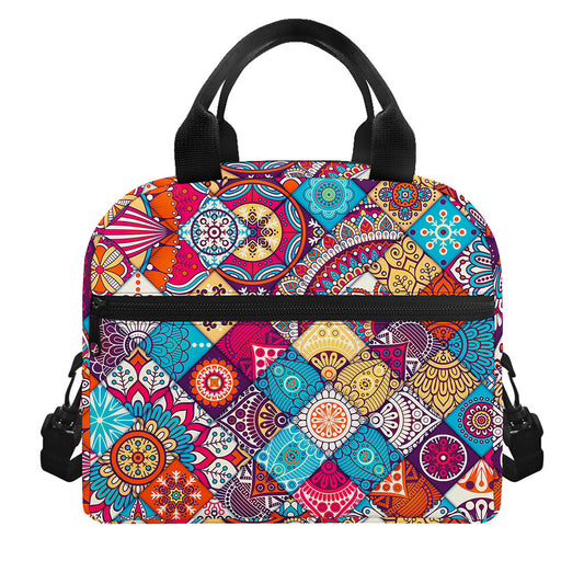 Ethnic Bohemian Mandala Pattern Print Insulated Lunch Bag