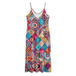 Ethnic Bohemian Mandala Pattern Print Jersey Midi Cami Dress