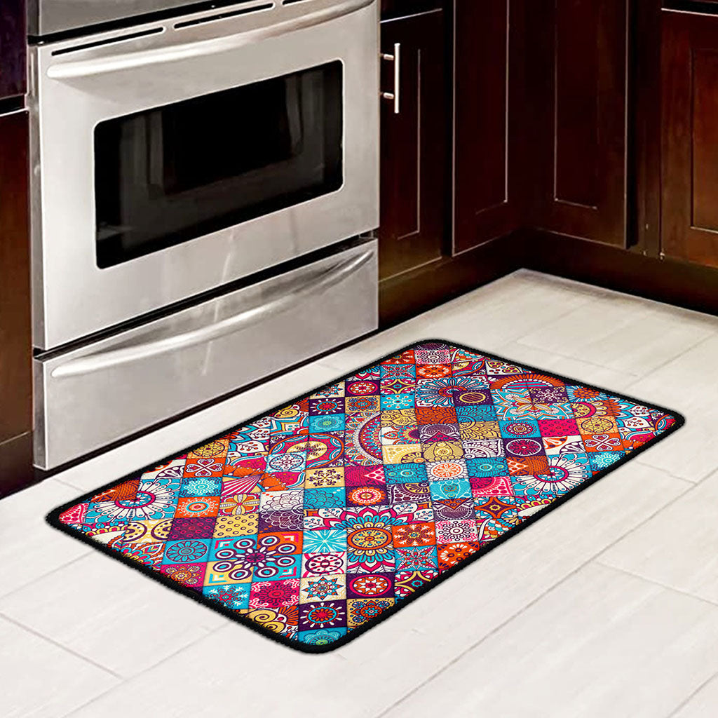 Ethnic Bohemian Mandala Pattern Print Kitchen Mat