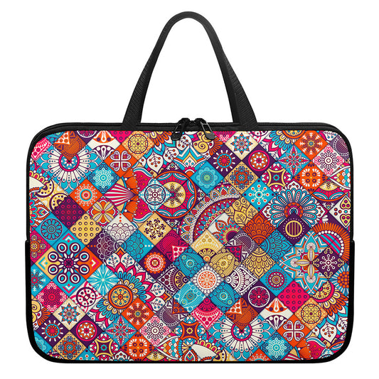 Ethnic Bohemian Mandala Pattern Print Laptop Sleeve With Handle