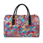 Ethnic Bohemian Mandala Pattern Print Leather Duffle Bag