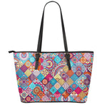 Ethnic Bohemian Mandala Pattern Print Leather Tote Bag