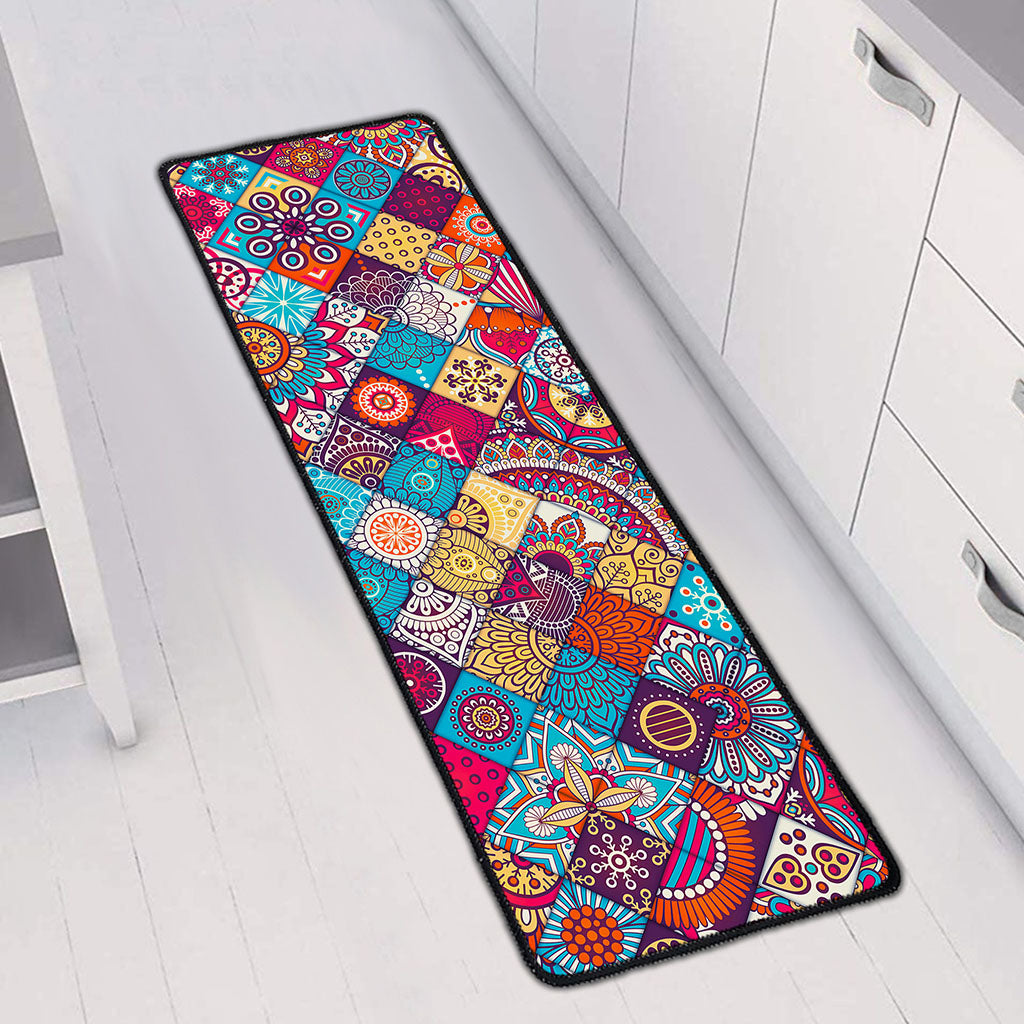 Ethnic Bohemian Mandala Pattern Print Long Kitchen Mat