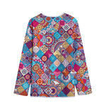 Ethnic Bohemian Mandala Pattern Print Long Sleeve Short Coat