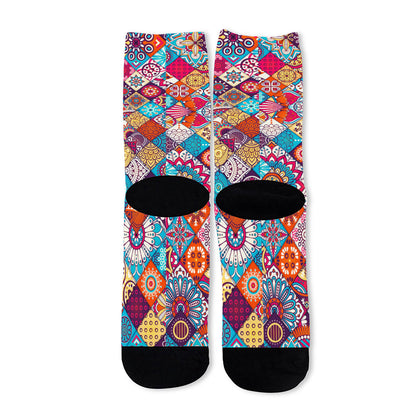 Ethnic Bohemian Mandala Pattern Print Long Socks