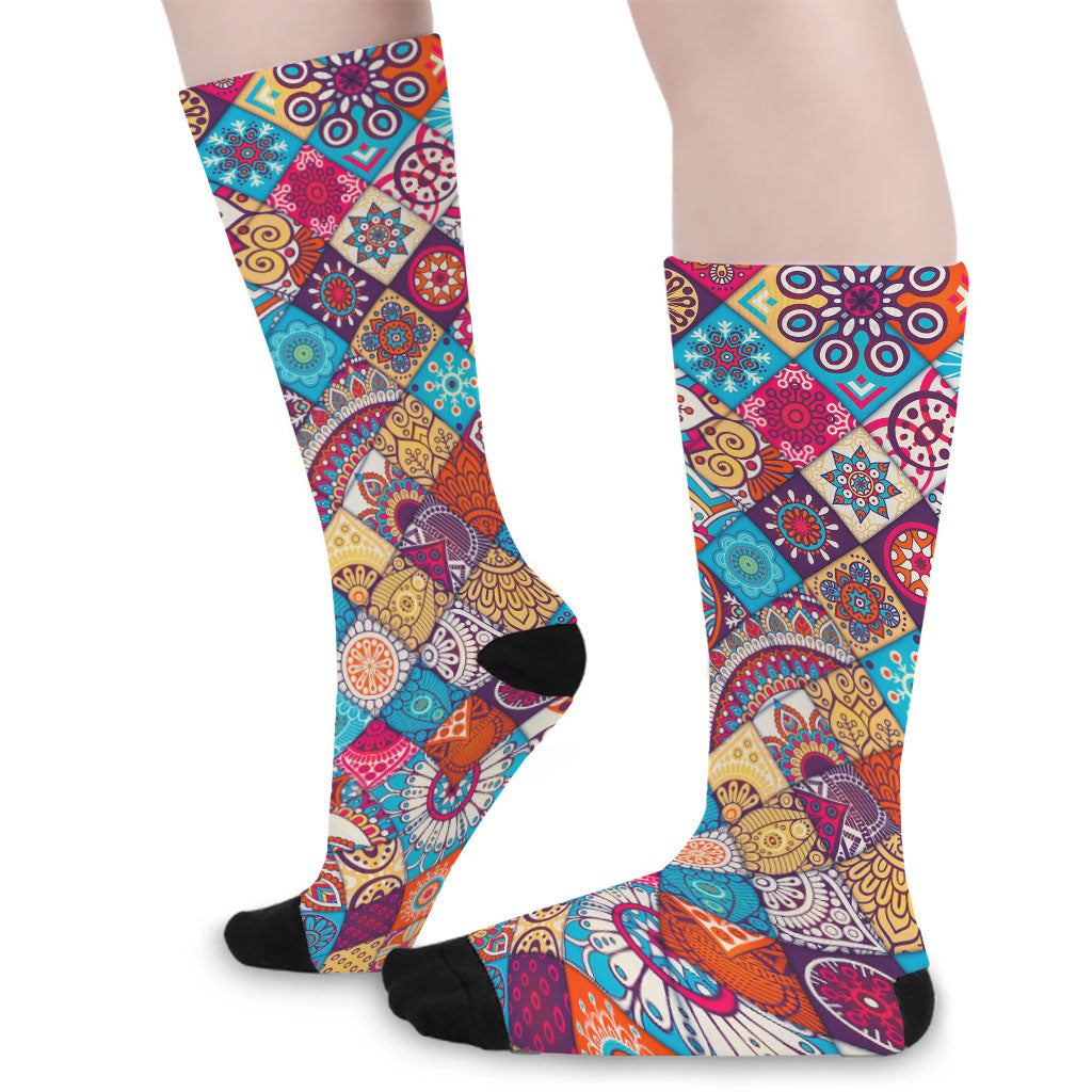 Ethnic Bohemian Mandala Pattern Print Long Socks