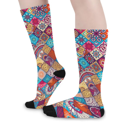 Ethnic Bohemian Mandala Pattern Print Long Socks