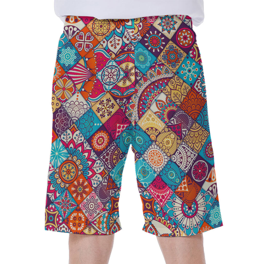 Ethnic Bohemian Mandala Pattern Print Men's Beach Shorts