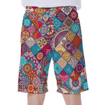 Ethnic Bohemian Mandala Pattern Print Men's Beach Shorts