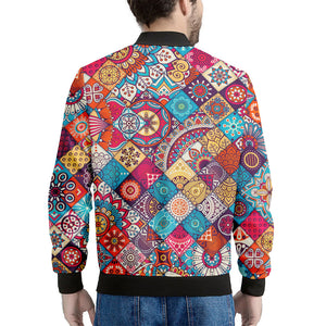 Ethnic Bohemian Mandala Pattern Print Men's Bomber Jacket